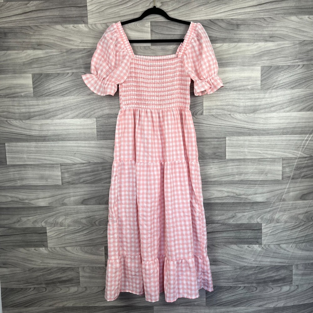 Pink Gingham Midi Dress - Picture 2 of 12